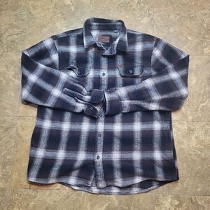 Orvis Big Bear Heavyweight Flannel Shirt Mens XL Black Brown Plaid Button Up